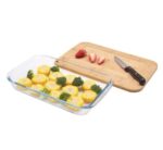 GLASS BAKING TRAY 1L W/BAMBOO LID AQUA - Image 2