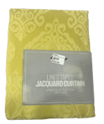 Bundle Deal- 2 Jacquard Mustard Taped & Lined Curtains