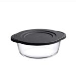 GLASS CASSEROLE TRAY ROUND 25X22 CM W/LID BORCAM