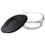 GLASS CASSEROLE TRAY ROUND 25X22 CM W/LID BORCAM - Image 2
