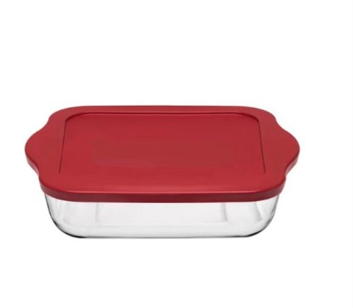 GLASS CASSEROLE TRAY REC 31X28CM W/LIDS BORCAM