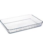 GLASS CASSEROLE TRAY REC 37 X 24CM BORCAM