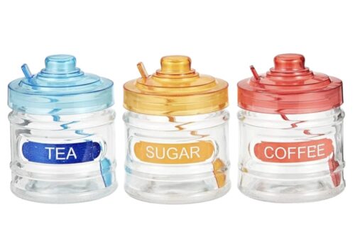 KITCHEN CANISTER SET 3PC W/COLOUR LIDS CH HU2054 - Image 3