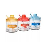KITCHEN CANISTER SET 3PC W/COLOUR LIDS CH HU2054