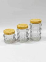 Bubble Glass Bamboo lid canister