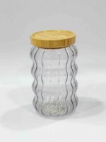 Bubble Glass Bamboo lid canister - Image 4