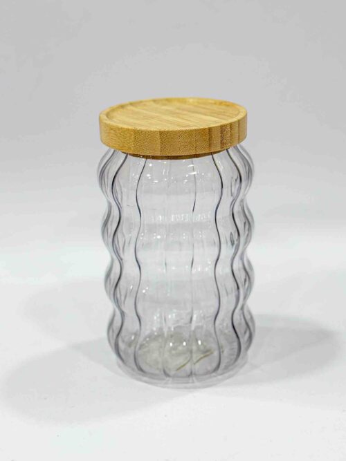 Bubble Glass Bamboo lid canister - Image 4