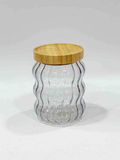 Bubble Glass Bamboo lid canister - Image 3