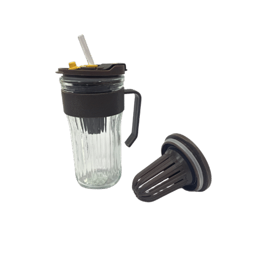 Glass Ribbed Cup w/Plastic Handle- 580ML - Image 4