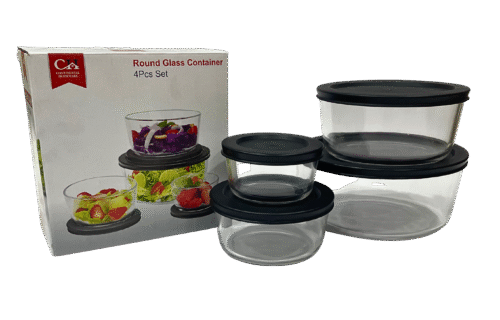 Round Glass Container Set - 4Pc - Image 1