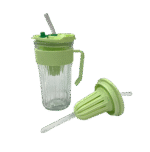 Glass Ribbed Cup w/Plastic Handle- 580ML - Image 2