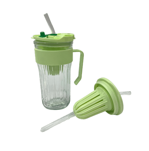 Glass Ribbed Cup w/Plastic Handle- 580ML - Image 2