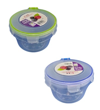 Round Plastic Clip Lock Container- 1.1L