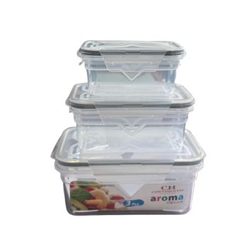 Plastic Container 3Pc Clip Lock Set