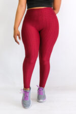 Ladies Bubble Leggings- Maroon - Image 2