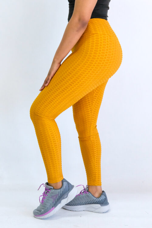 Ladies Bubble Leggings- Mustard - Image 3
