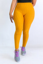 Ladies Bubble Leggings- Mustard - Image 2