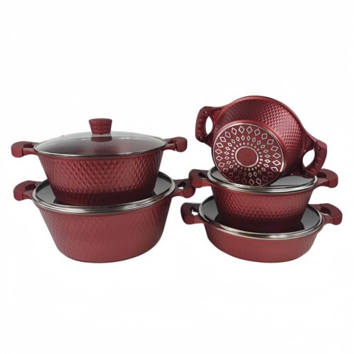 Royal Homeware Aluminum Die-Cast 10 Piece Pot Set -Diamond Embossed - Image 4