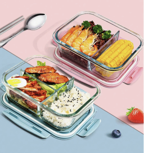 Rectangle 2 division glass container - Image 1