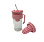 Glass Ribbed Cup w/Plastic Handle- 580ML - Image 3