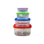 4Pc Rainbow Plastic Container set- Square