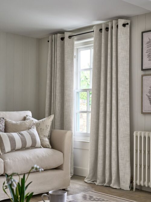 Bundle of 2 - Textured Velvet Unlined Eyelet Curtain - 225x225