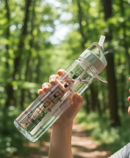 CLEAR SIPPING WATER BOTTLE W/STRAW - 900ML