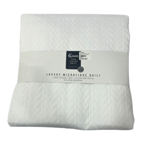 WHITE S/KING PLAIN LUXURY QUILT - 3PC - Image 2