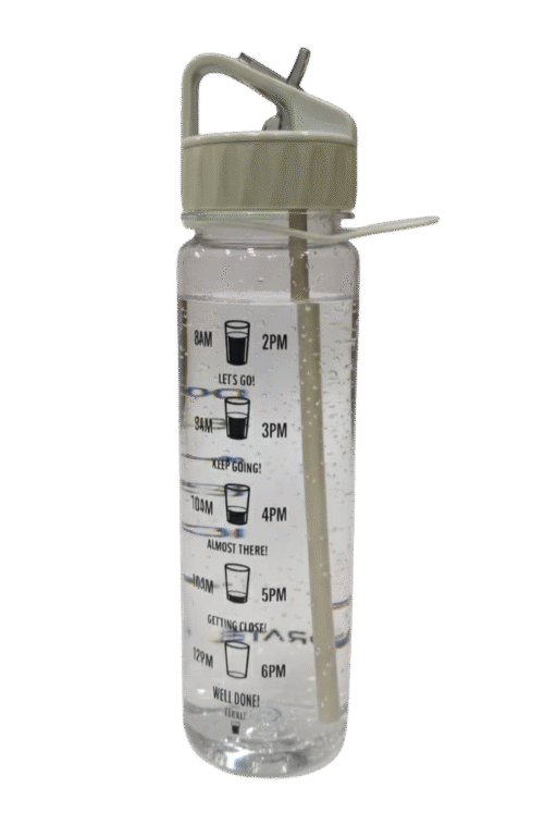 CLEAR SIPPING WATER BOTTLE W/STRAW - 900ML - Image 2