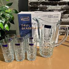DELISOGA CRYSTAL GLASS 7PC SET W/JUG