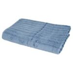 RIBBED BLUE TOWEL BATH SHEET 100 X 150