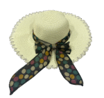 LADIES STRAW HAT W/POLKA DOLTS - Image 3