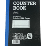 A4 3 QUIRE - FEINT & MARGIN COUNTER BOOK - 288 PAGES