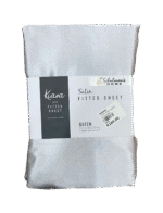 QUEEN SATIN FITTED SHEET - SILVER - Image 2