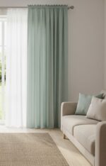 TAPED LINED CURTAIN - DUCK EGG