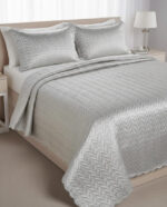 SILVER S/KING PLAIN LUXURY QUILT - 3PC