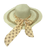 LADIES 2 TONE STRAW HAT W/BOW TIE - Image 3