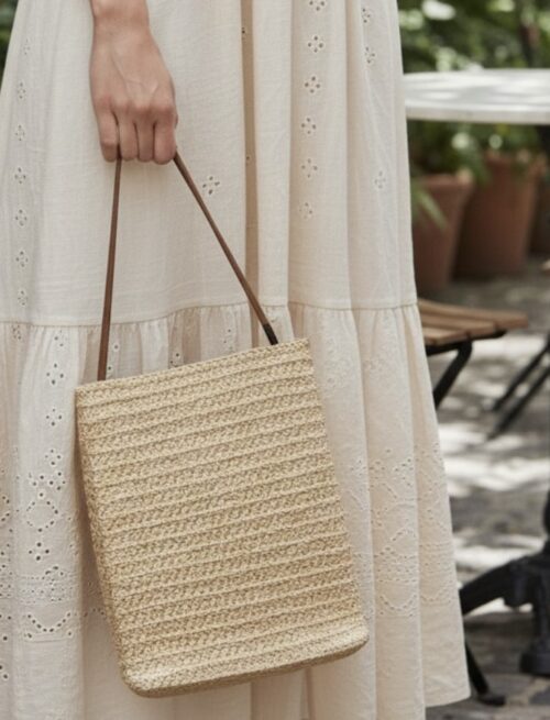 STRAW WOOVEN HANDBAG