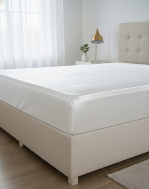 QUEEN SATIN FITTED SHEET - WHITE