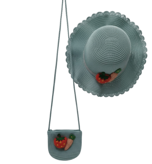 GIRLS 2PC STRAW HAT W/STRAW BAG - Image 2