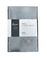 QUEEN SATIN FITTED SHEET - GREY - Image 2