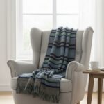 HOME SAZZ KNITTED PLAID THROW – 130 X 160CM – BLUE