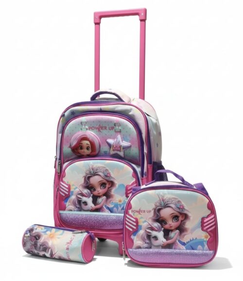 SCHOOL TROLLEY BAG SET POWER UP - 3PC