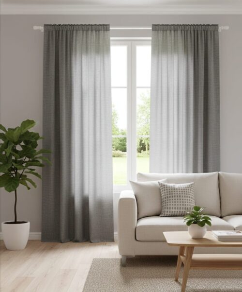 MICRO LINEN 2PK TAPED UNLINED CURTAIN - 140 X 218