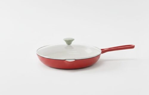 CAST IRON FRYING PAN W/GLASS LID - 27CM