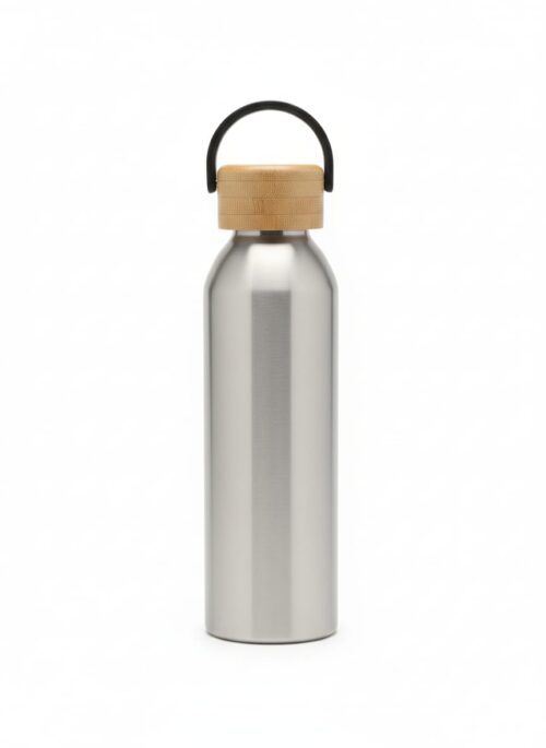 S/ST WATER BOTTLE W/BAMBOO LID - 500ML