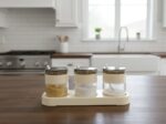 GLASS SPICE JAR CANISTER SET W/TRAY - 3PC
