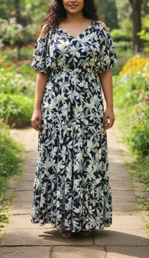 OLICO LDS  FLAIR MAXI S/L DRESS KEY HOLE W/POCKET