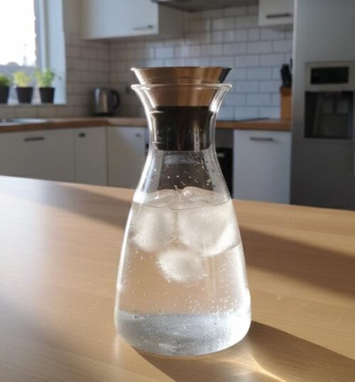 Glass Water Jug Carafe W/Stainless Sealed Lid 1L