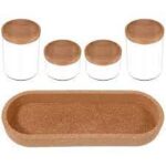 GLASS SPICE W/CORK LID AND TRAY - 4PC - Image 2